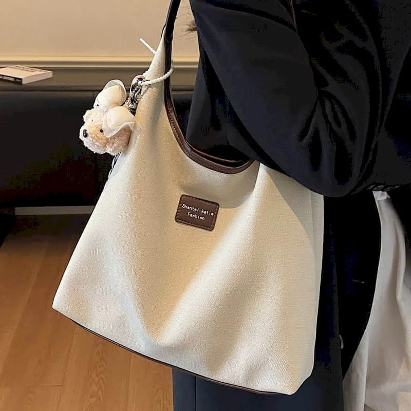 

Elegant Shoulder Bags for Women Korean Style Student School Handbags Versatile Canvas Office Lady High Quality Vintage Tote Bags