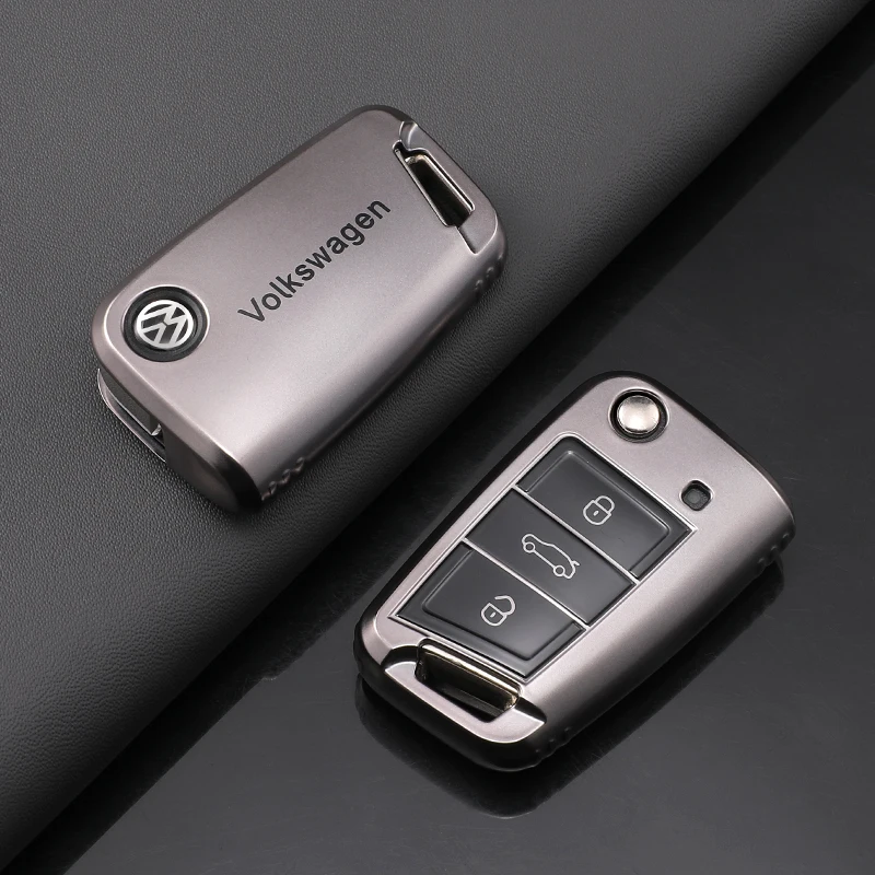 New Silver TPU Car Flip Remote Key Case Cover Holder Shell Fob For VW Volkswagen Golf 7 MK7 Tiguan MK2 Auto Keychain Accessories