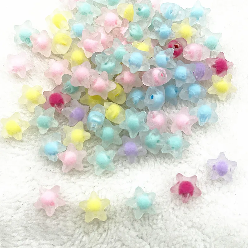 30pcs 12mm Matte Acrylic Five-pointed Star Loose Spacer Beads for Jewelry Making DIY Handmade Accessories