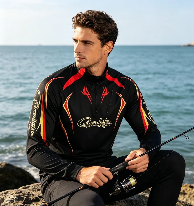 

Arrive Men's UV Protection Long Sleeve Fishing Shirt Moisture Wicking Breathable Fishing Clothing Camisas Pesca
