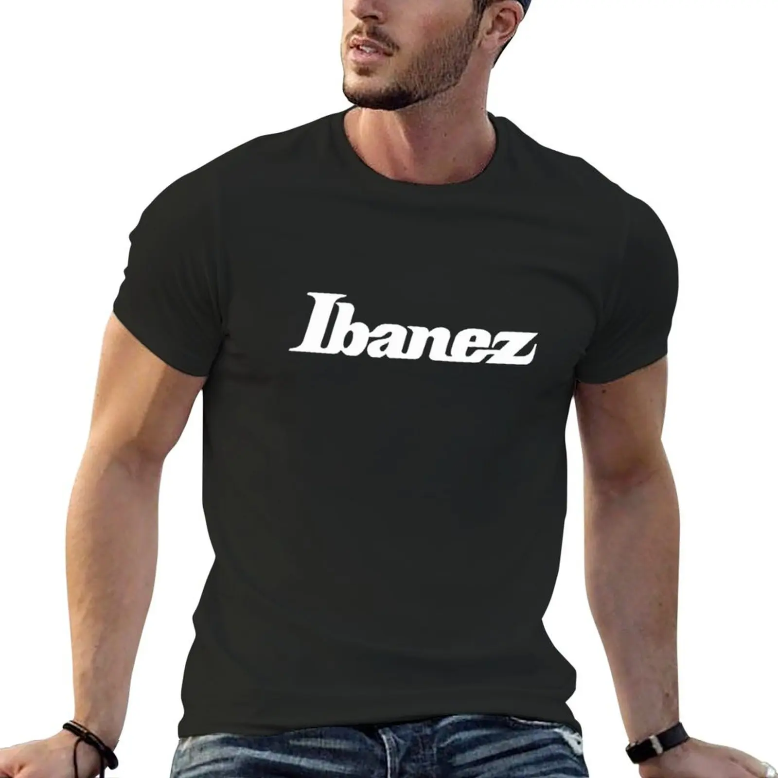 Camiseta masculina com guitarra Ibanez, roupa hippie, nova edição, tops de verão, camisetas slim fit