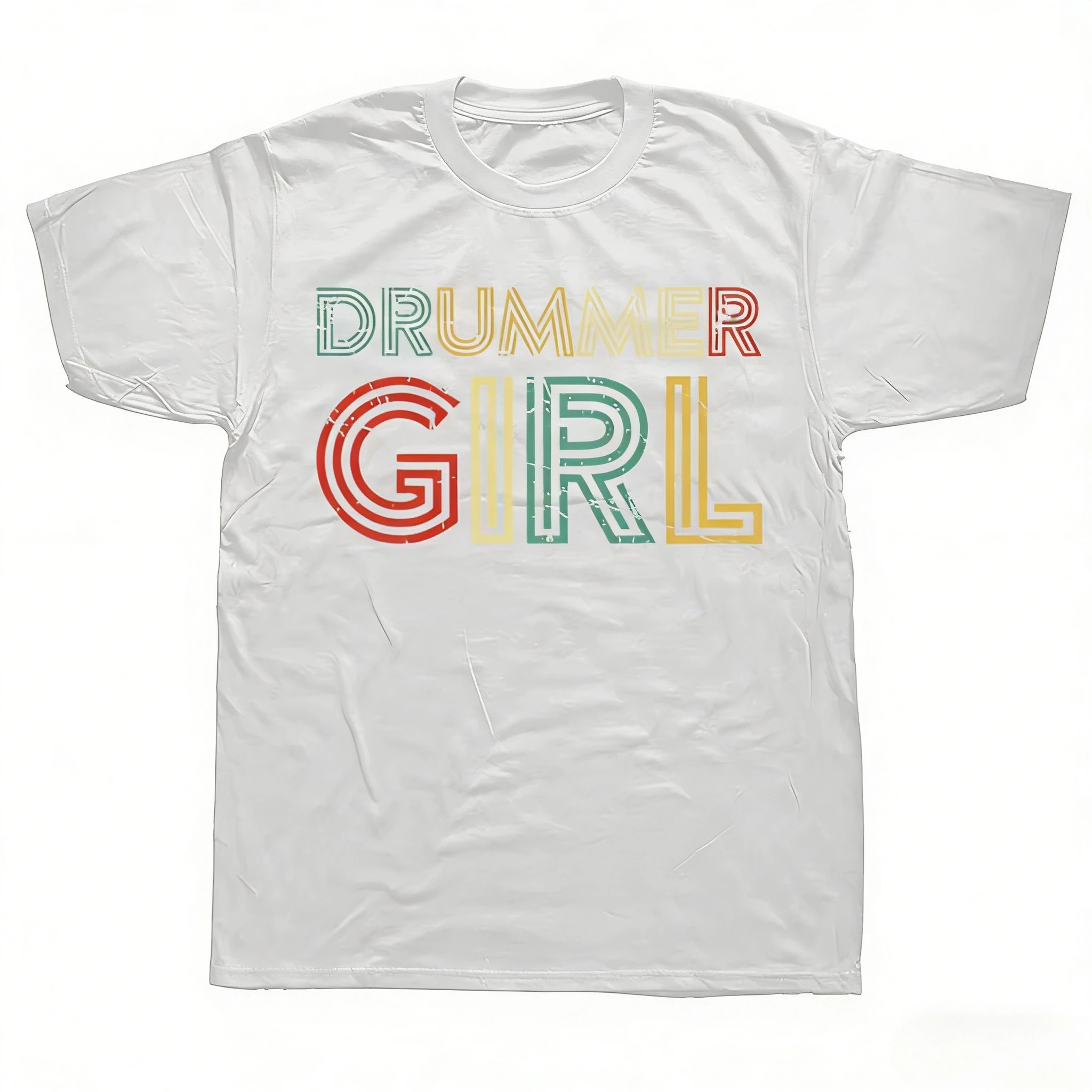 Drummer Girl Retro Vintage Drumming Musician Percussionist T-Shirt T Shirt Casual Graphic Harajuku Tops T Shirt Design for Men