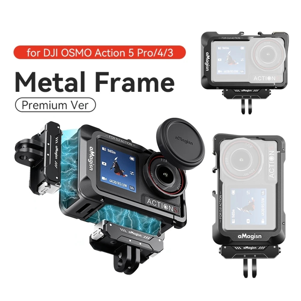 

Premium Protective Metal Frame for DJI Action 3/4 5Pro, Horizontal & Vertical Shooting Expansion Camera Case