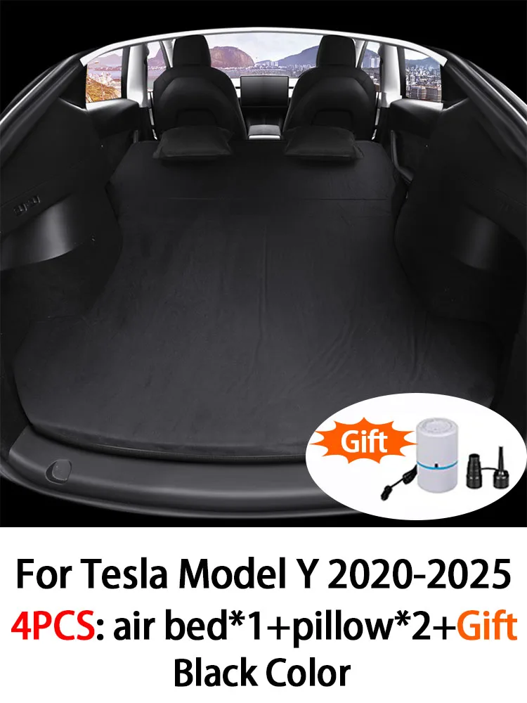 Voor Tesla Model Y & Model 3 2017-2025 Alle modellen Opblaasbaar luchtbed Outdoor Camping Opblaasbaar Suède Autoreisbed