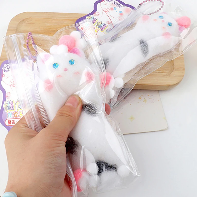 1 unidad de regalo para niños, juguete para gatos perezosos, Mini gato de peluche Kawaii de silicona, gato pequeño, lindos accesorios para apretar con ventilación de descompresión