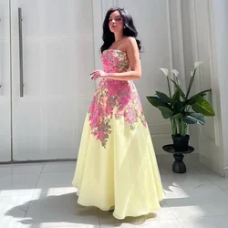 Customized A-line Prom Gown Sleeveless Lace Sexy Backless Maxi Dress Evening Dresses Elegant Strapless for Women فساتين للحفلات