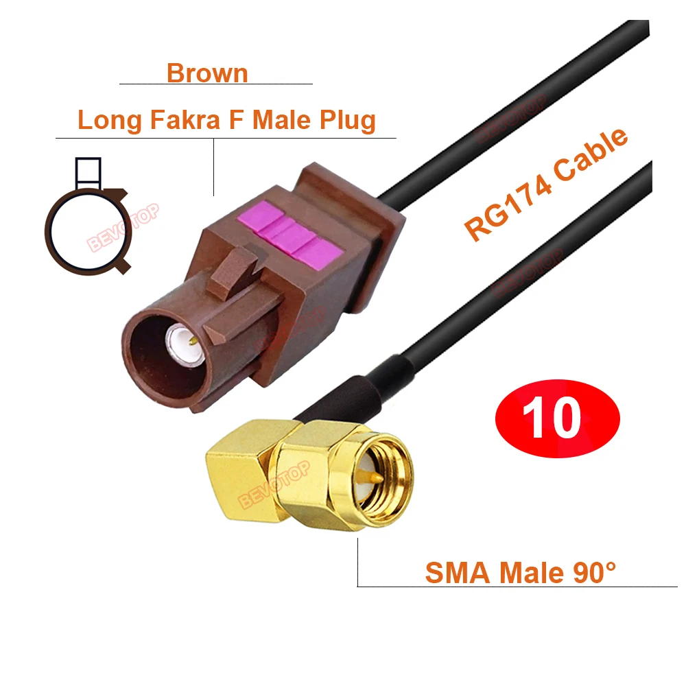 1 قطعة فقرا F إلى SMA ذكر/أنثى RG174 RF كابل محوري فقرا إلى SMA سلك توصيل معزز تسخير BEVOTOP حسب الطلب