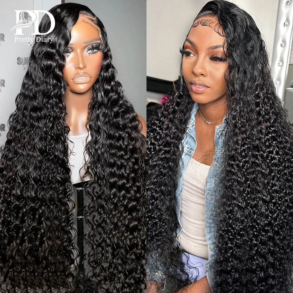 Brazilian 13x6 HD Lace Front Wig 30 36 Inch Transparent 13x4 Water Curly Frontal Human Hair Wigs 250% Loose Deep Wave For Women