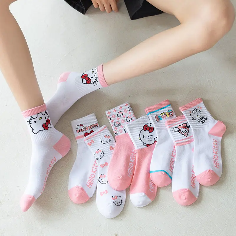 HelloKitty cute Socks women\'s Korean version of the mid-tube all-match Japanese cute cartoon pink autumn and winter models