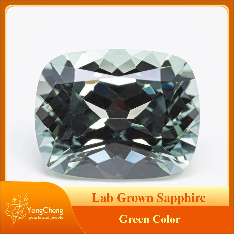 

Lab Grown Sapphire Green Color Rectangular Cushion Shape VVS1 Gemstone Charms DIY for Jewel Making Selectable AGL Certificate