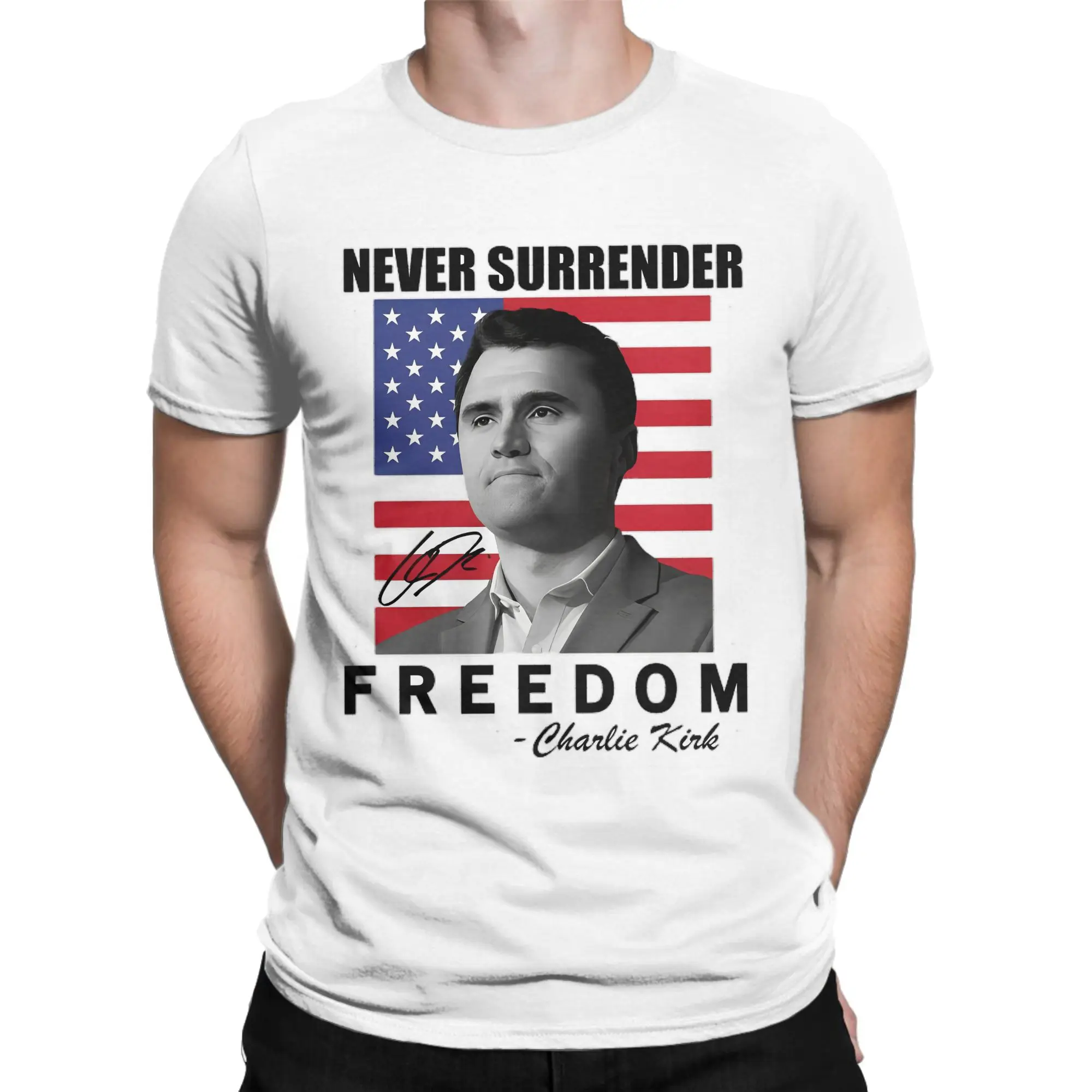 تشارلي كيرك تي شيرت عصري تي شيرتات رائعة كم قصير بلايز عتيقة صيف 100% قطن رقبة دائرية مقاس كبير 5XL تي شيرت