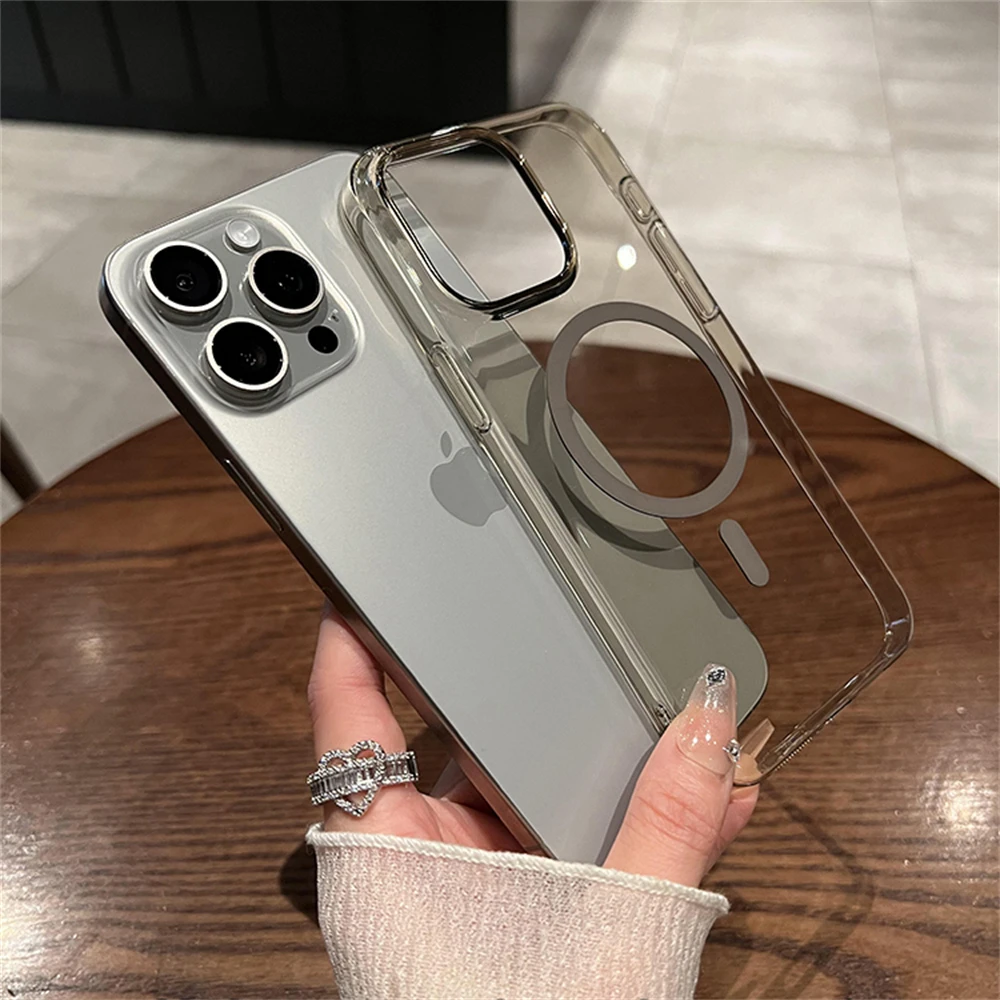Ultra Thin Hard PC HD Transparent Magnetic Case For iPhone 17 16 15 14 13 12 Pro Max 17Air Magsafe Wireless Charge Clear Cover