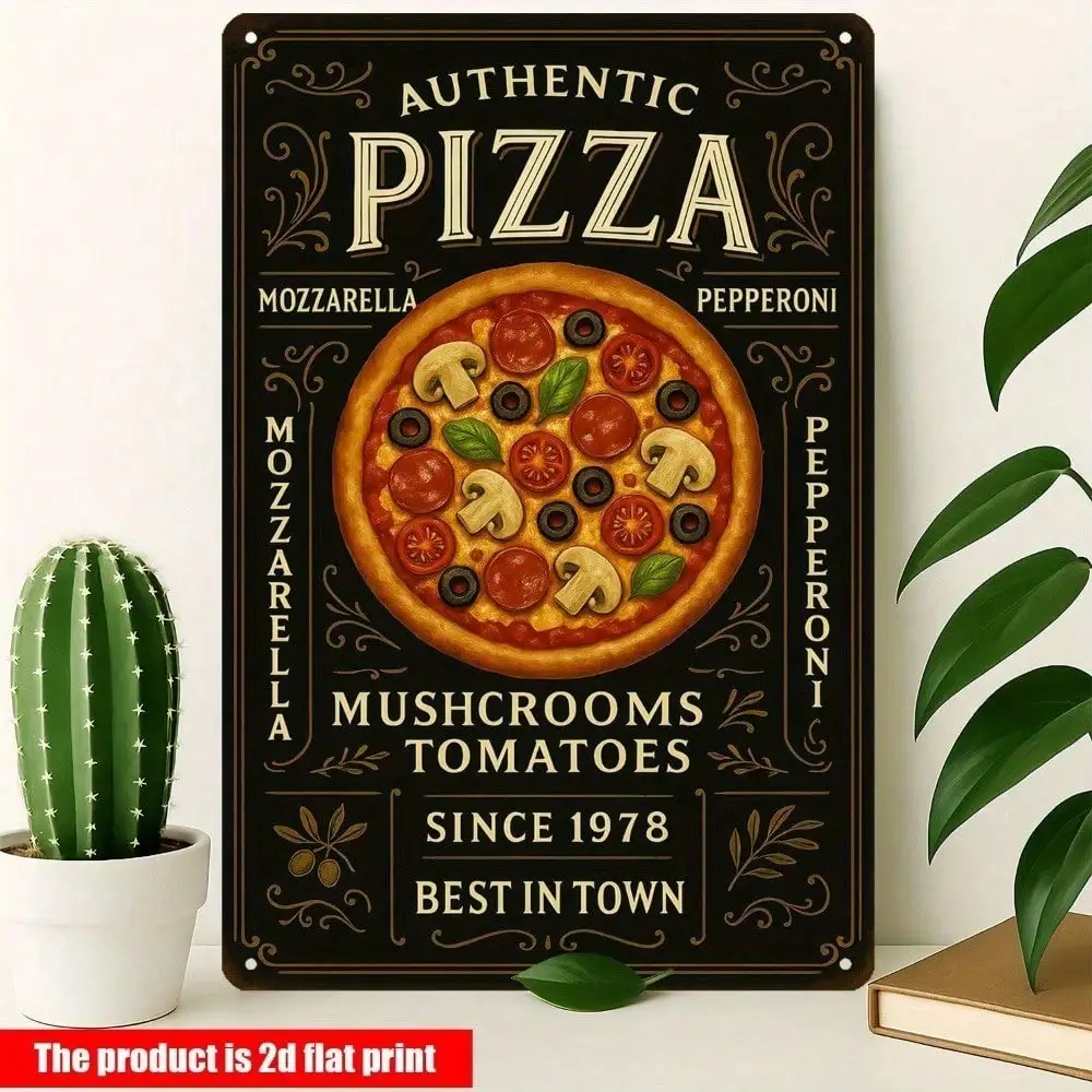 Vintage Pizzeria Metal Tin Sign - Retro Kitchen Wall Decor, Pizza Shop Decoration Gift For Home Bar Cafe Restaurant