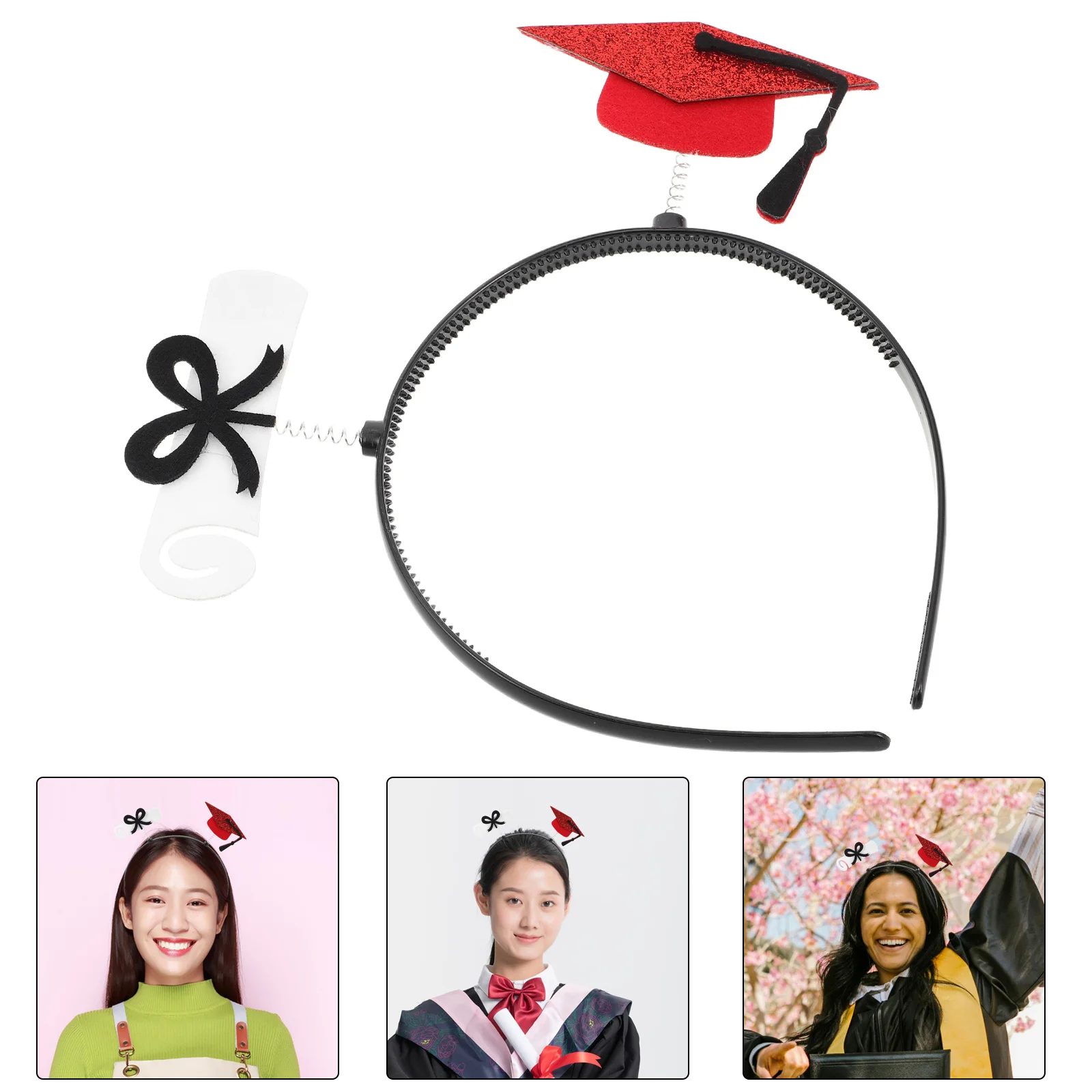 

2Pcs Elegant Bowknot Graduation Cap Headband Versatile Matching for Ceremonies Parties Photo Sessions Special Day Decor