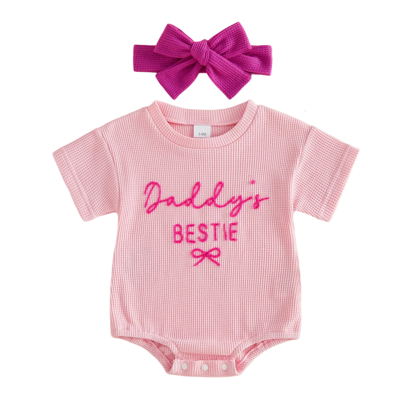 

Летний комбинезон для маленьких девочек, модный комбинезон с короткими рукавами и вышивкой букв, с повязкой на голову