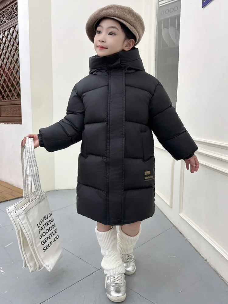 

Winter Girls Long Jackets Kids Padded Thick Warm Coats Parka Hooded Outerwear Children Outdoors Cold Snowsuit Sports Clothes