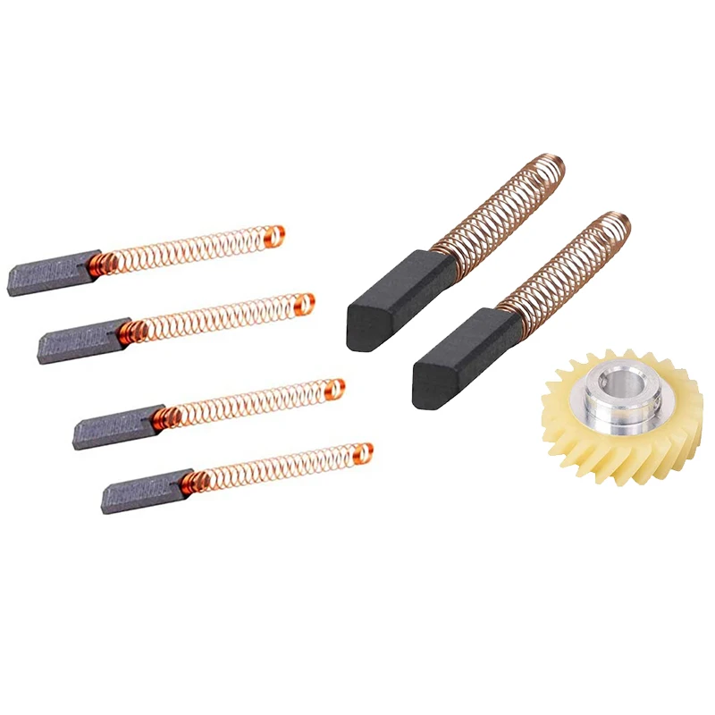 1 Set W10380496 Carbon Stand Mixer Motor Brush & 1 Set Motor Brush W10380496 4162897 Mixer Worm Drive Gear