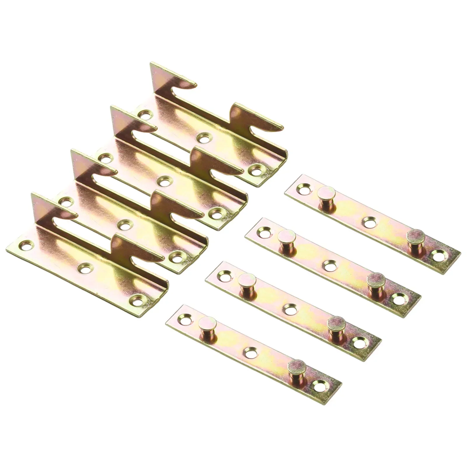 Bed Rail Hook Bed Rail Bracket Bed Bed Rail Bracket Non-Mortise Snap Connectors 4 Sets Brass Connection Tone Wood