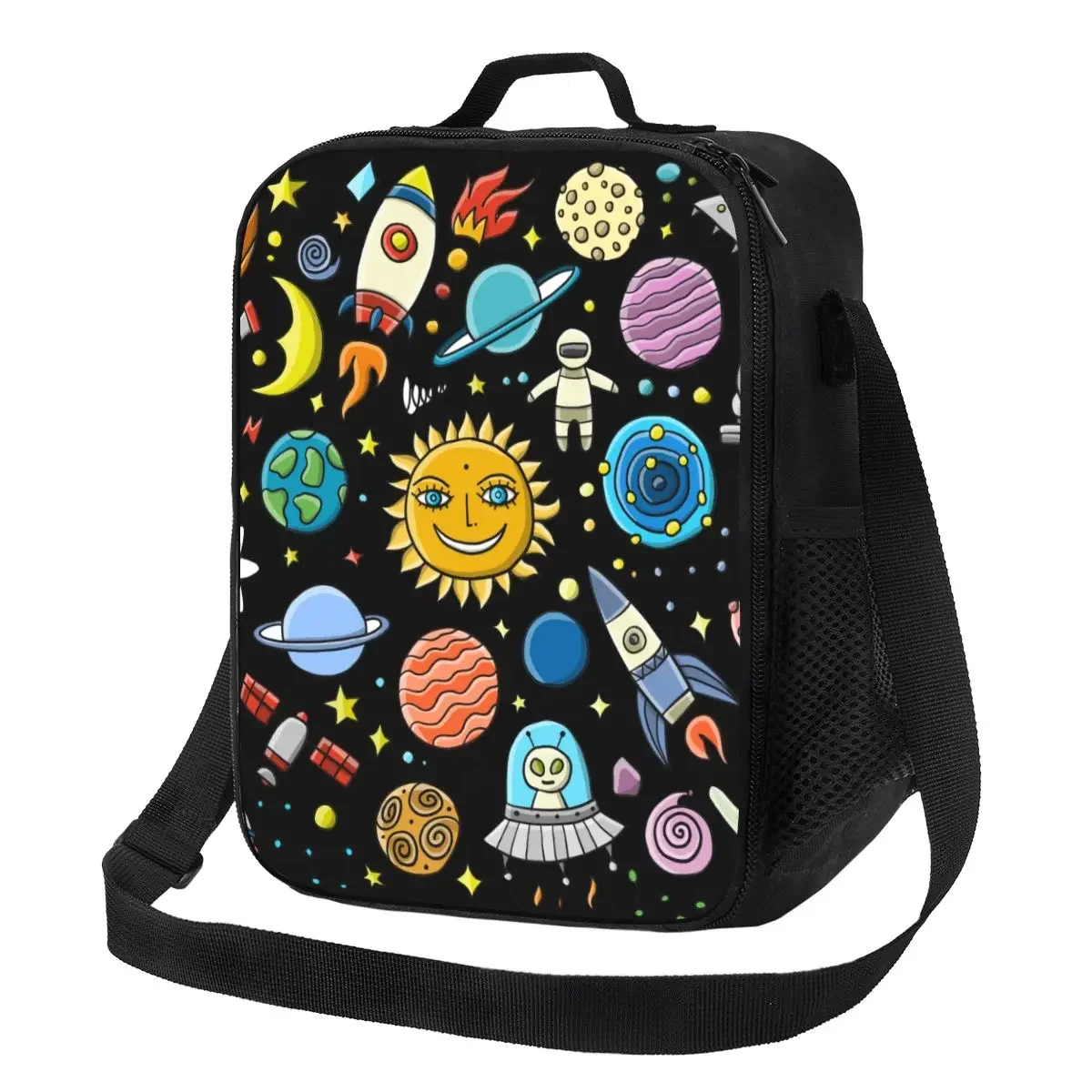 

Space Rocket Planet Insulated Lunch Bag for Women Universe Alien Astronaut Spaceship Cooler Thermal Lunch Box Office Work School