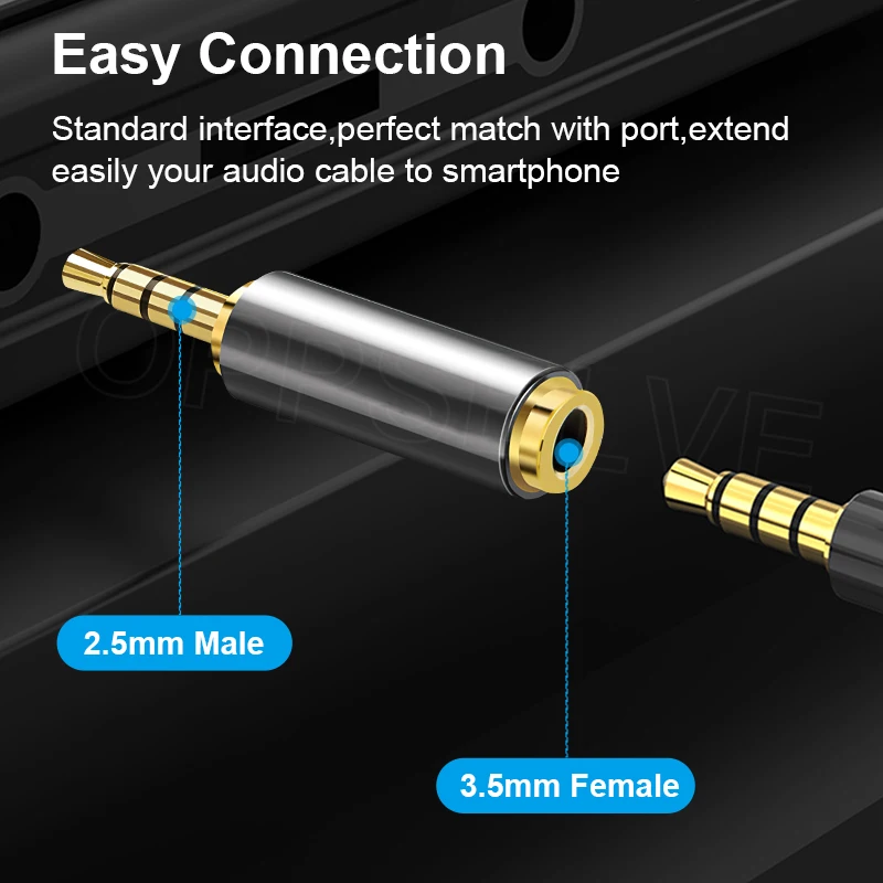 Conector Jack de 3,5mm a 2,5mm, adaptador de Audio de 2,5mm, conector macho a hembra de 3,5mm para Cable Aux de altavoz, auriculares, conector de