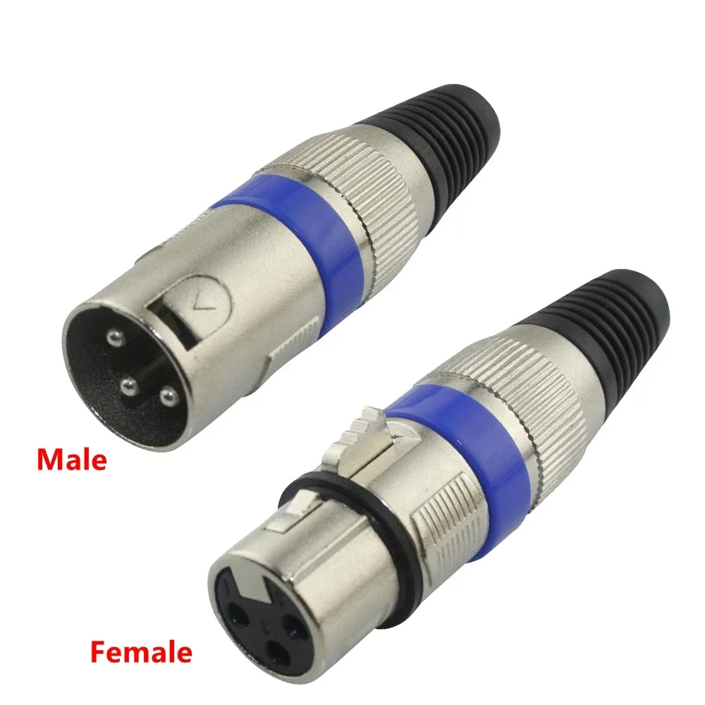 1PC Nickel Plated 3 Pin XLR Male Female Audio Cable Connector MIC Plug