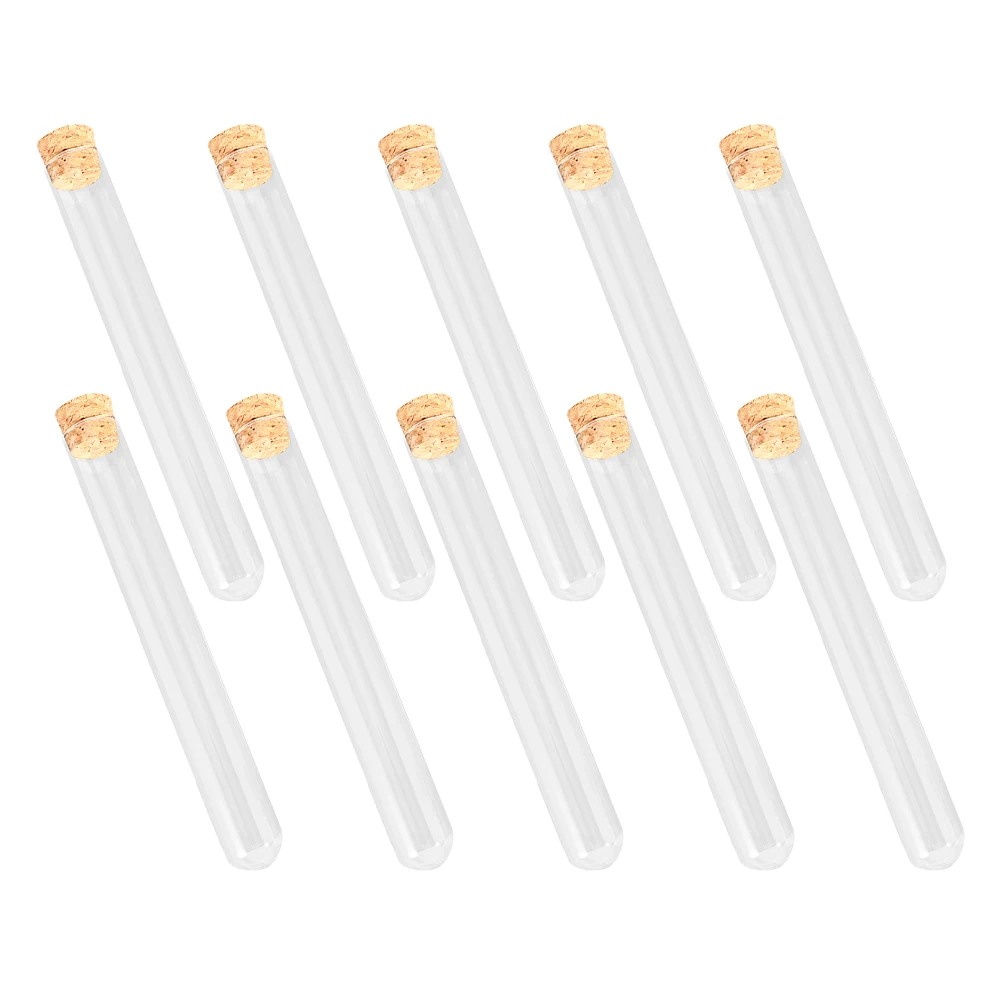 

10pcs Round Bottom Glass Test Tubes Clear Chemistry Borosilicate High Temp Reaction Stem Scientific Vials Plants Teaching Lab