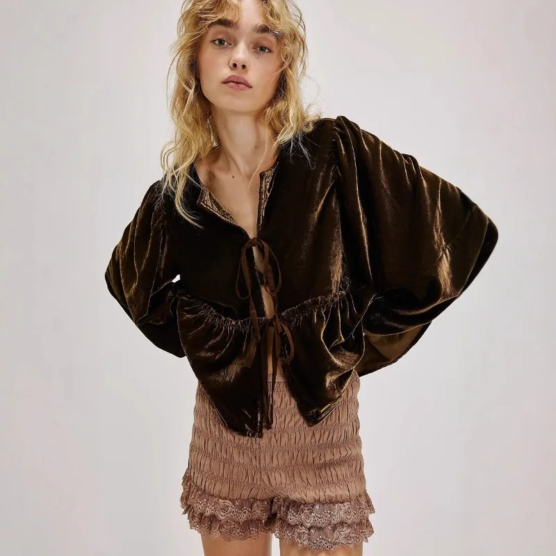 

New Style Ladies Sweet Casual Tie Strap Shirt Comfortable Winter Women Women's Clothing Hot Sale Shirt