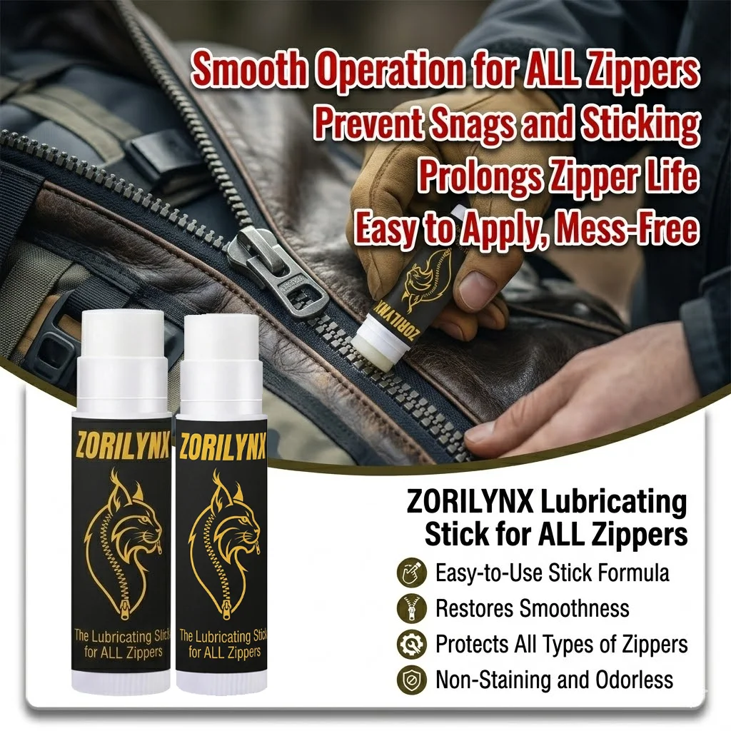 Universal Zipper Lubricant Stick for All Zippers, Easy Slide Wax for Luggage Gear Outdoor Clothing Tents Maintenance ZORILYNX