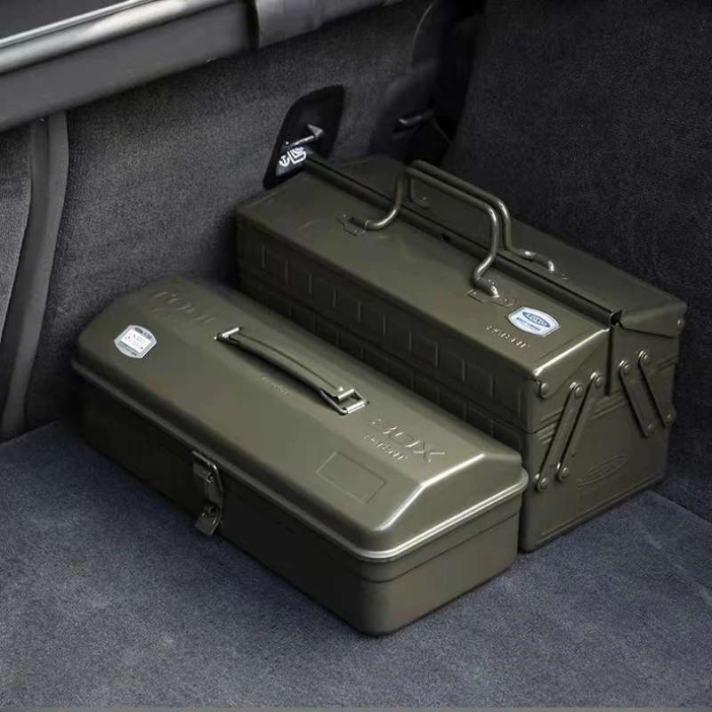 Hardware Thickened Iron Toolbox Portable Large Metal Toolbox Car Storage Household Sturdy and Durable Multiple Specifications