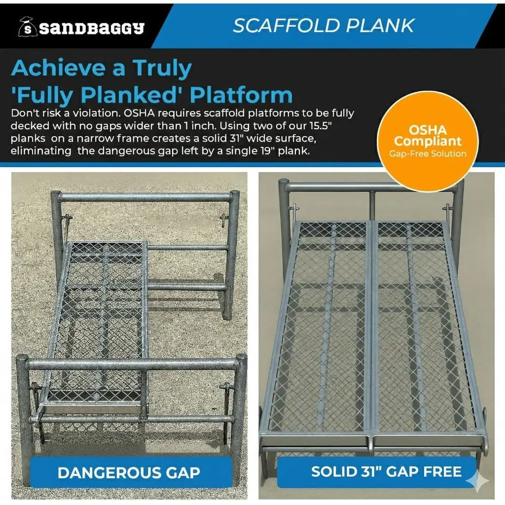 Prancha de Andaime de 15,5 polegadas para Espaços Confinados e Estruturas Estreitas