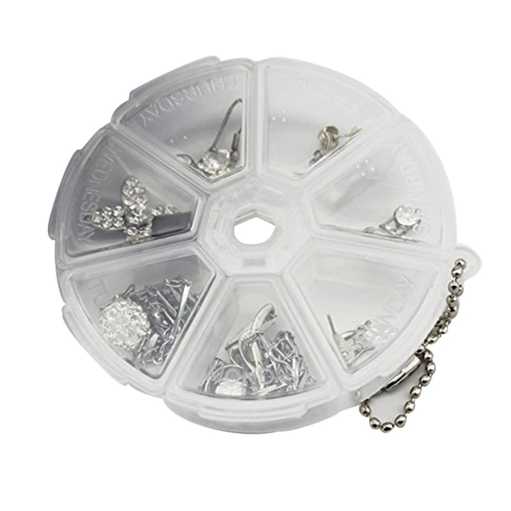 

Круглый 7-дневный органайзер для таблеток, медицинский дорожный футляр для таблеток, еженедельный держатель, портативный, компактный, розовый, подходит для витаминов, сережек