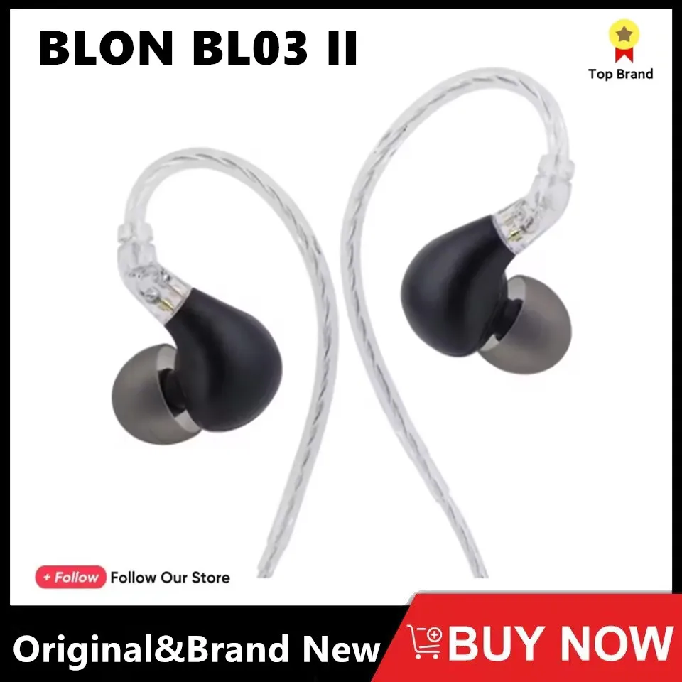 BLON BL03 II Auricolari Hifi IEM con driver dinamico a doppia camera da 10 mm con compatibilità via cavo staccabile a 2 pin da 0,78 mm