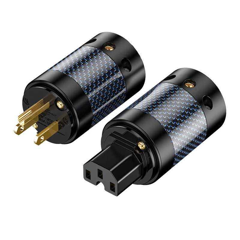Taiwan  3800 pure copper copper gold-plated 220V audio carbon fiber American standard national standard power cord plug tail