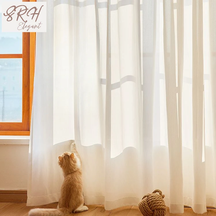 

Custom Size White Tulle High Quality Curtains for Living Dinning Room Bedroom Room Decoration Window Sheer Voile Modern Yarn