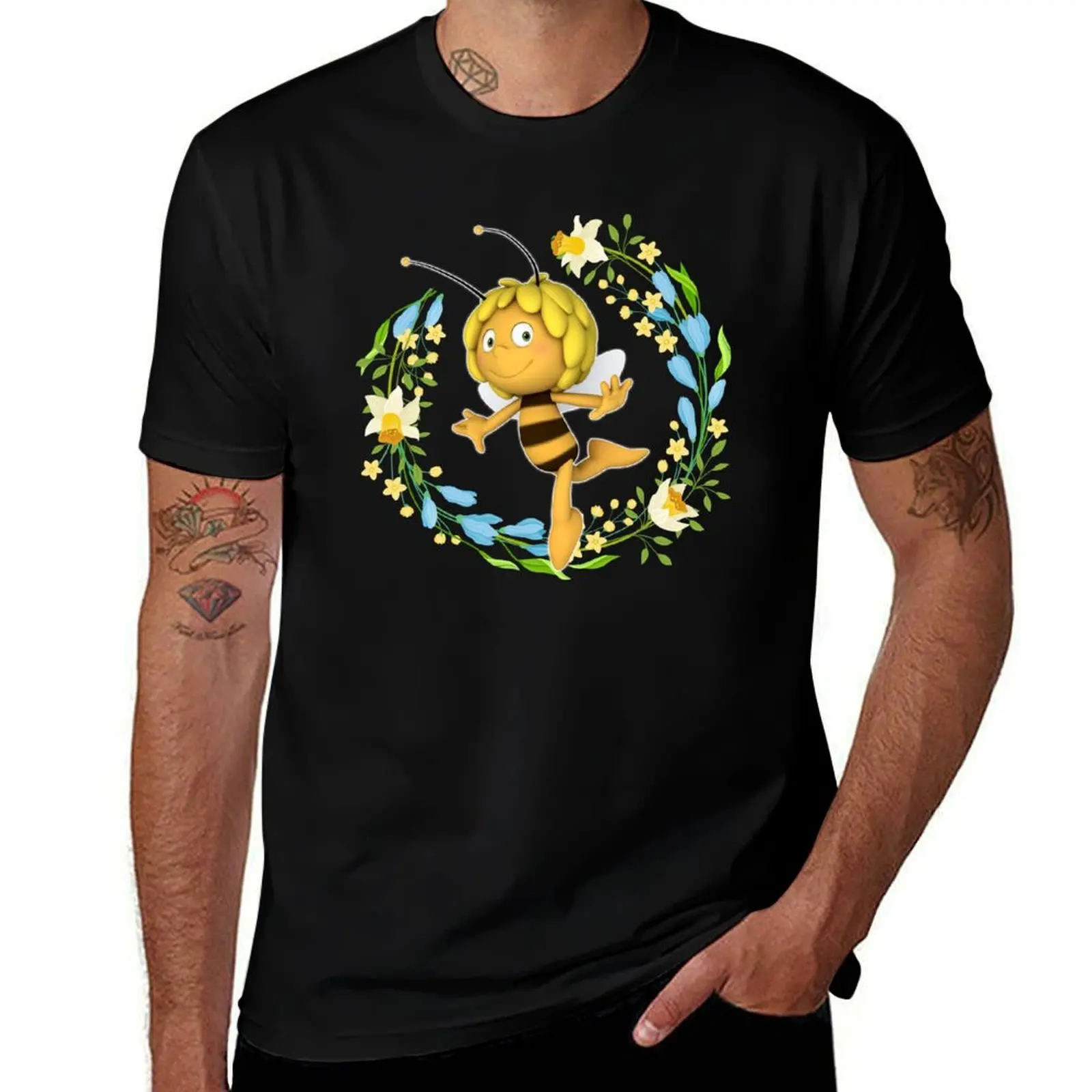 Футболка Maya The Bee с цветочным принтом, удобная базовая футболка с круглым вырезом