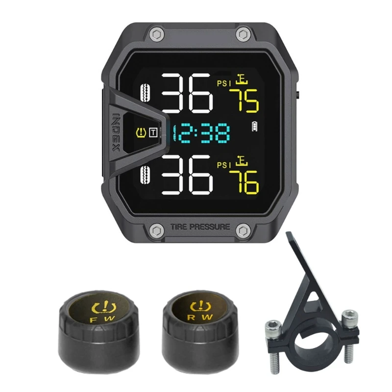 

Motorbike Tyre Monitor System Universal Tire Temperature Alarm TPMS Tire Pressure Monitoring System LCD Digital Display
