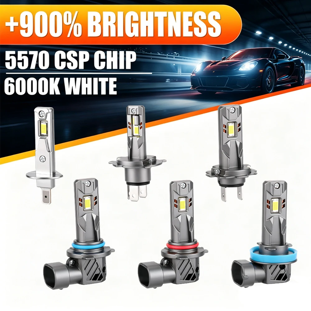 Bombilla LED H7 para Faros Delanteros, Mini H4 H1 H11 H8 9005 9006 HB3 HB4 200W, Chip CSP de 2 Lados, Diodo LED para Automóvil, Bombilla LED Turbo 360
