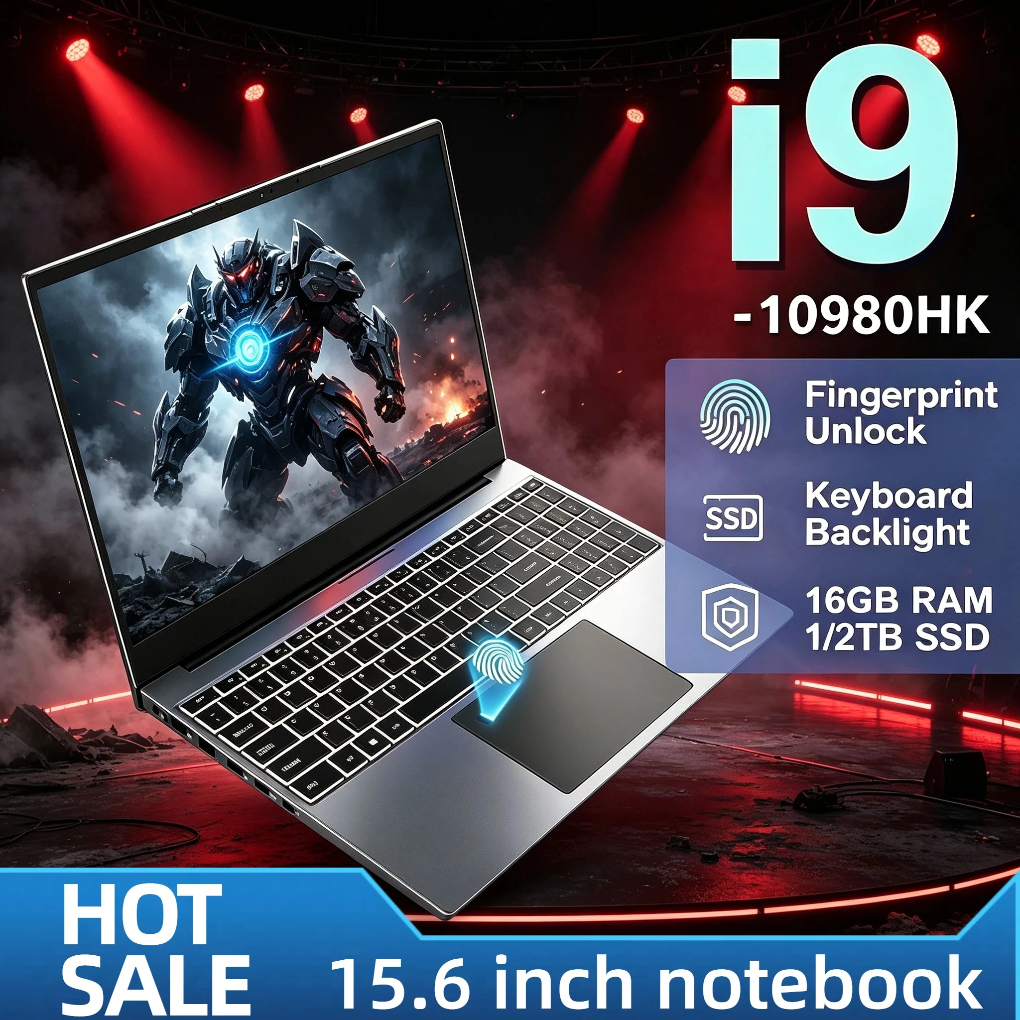 Intel Core i9 10980HK 15.6 Inch Laptop Windows 11 Pro 32GB DDR4 M.2 2TB SSD Ultrabook Fingerprint Unlock WiFi 6 4K Max