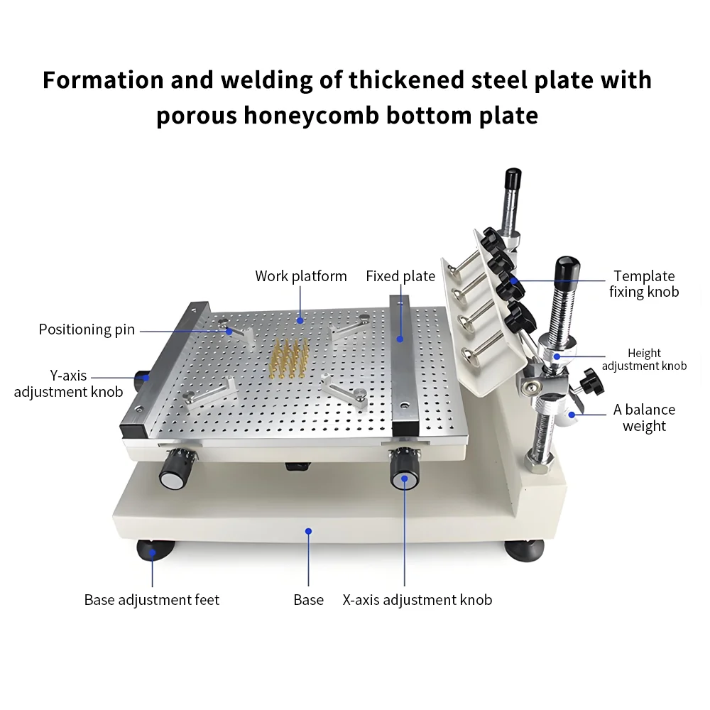 ZB3040H High precision Chip Repair Solder Paste Printer Manual Silkscreen Printing SMT Steel Mesh Red Glue Printing Machine