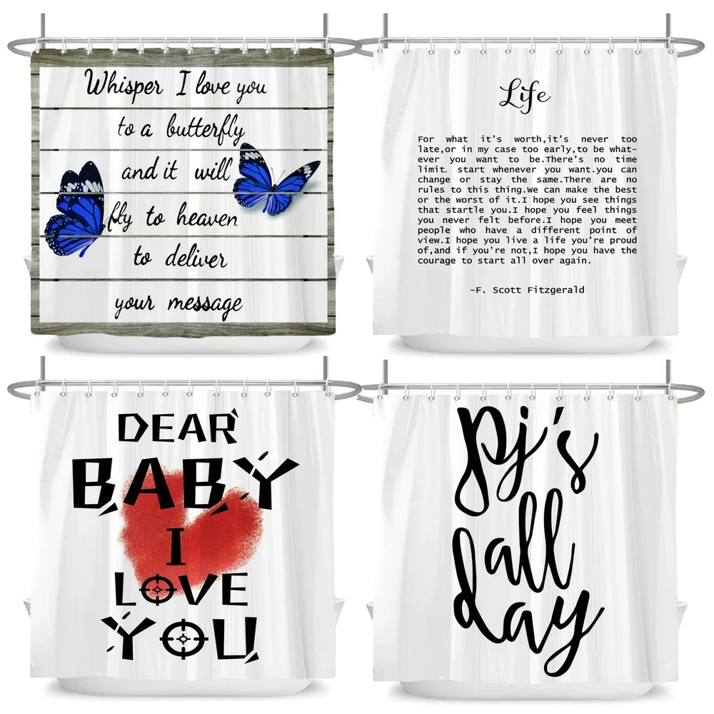 

Famous Dictum Art Printing Shower Curtain,Simple White Decor Bathroom Shower Curtains with Hooks,Waterproof Bathroom Curtains