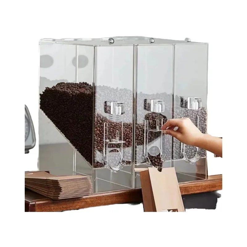 Wholesale Custom Size Waterproof Transparent Uv Protector Acrylic Coffee Bean Holder Canister Box Storage Jar for Cafe