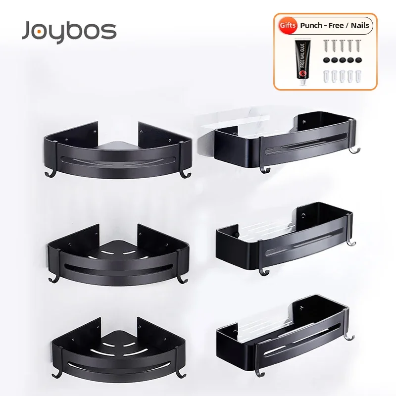 Joybos Bathroom Shelf Shower Shelves, Space Aluminum No-Drill Wall Mount Storage Rack for Corner, Bathroom Accessories