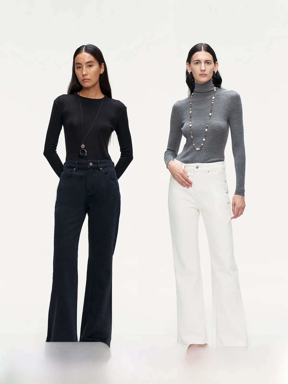 

Длинные хлопковые прямые джинсы Firstfloor Select с высокой талией и молнией, однотонные универсальные длинные брюки для похудения