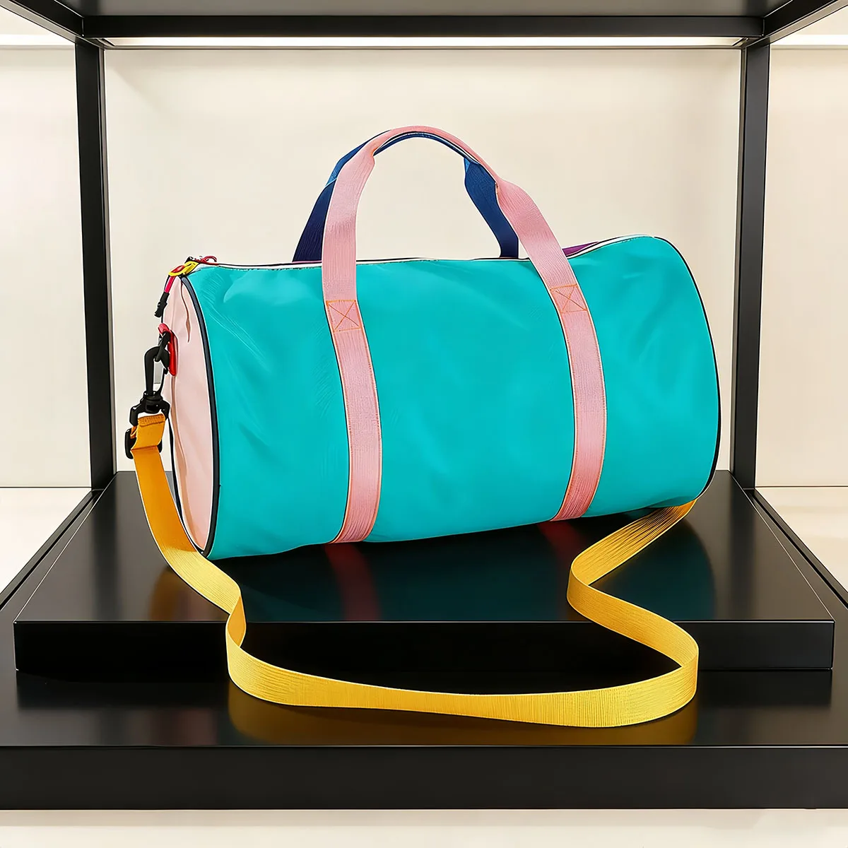 

Цветная цилиндрическая дорожная сумка контрастных цветов, большая вместимость, можно носить через плечо или в руке, сумка для спортзала и спортивных принадлежностей