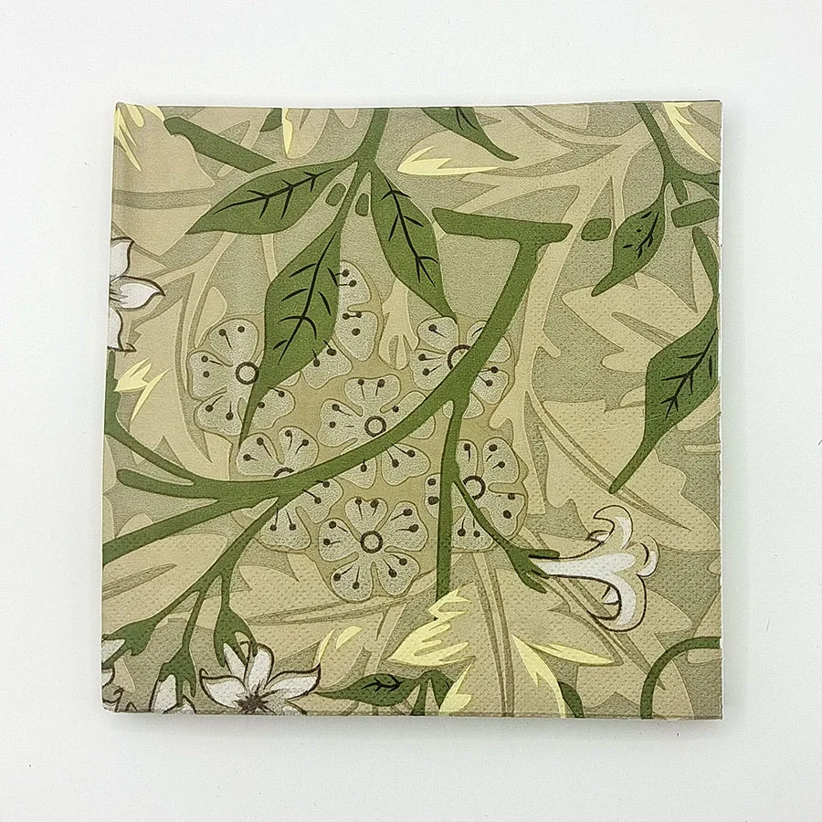 10/20 قطعة مناديل زهور الكاميليا الخضراء 33x33 سنتيمتر ، المناديل الورقية المطبوعة لحفلات الزفاف وأعياد الميلاد لتزيين الطاولة #5