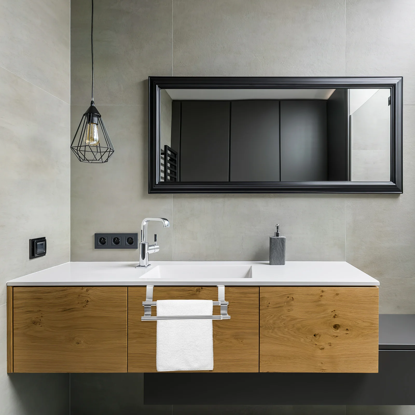 

Double Rod Adjustable Bathroom Towel Rack Modern Design Wall Mounted Towel Holder Kitchen Bathroom Accessories