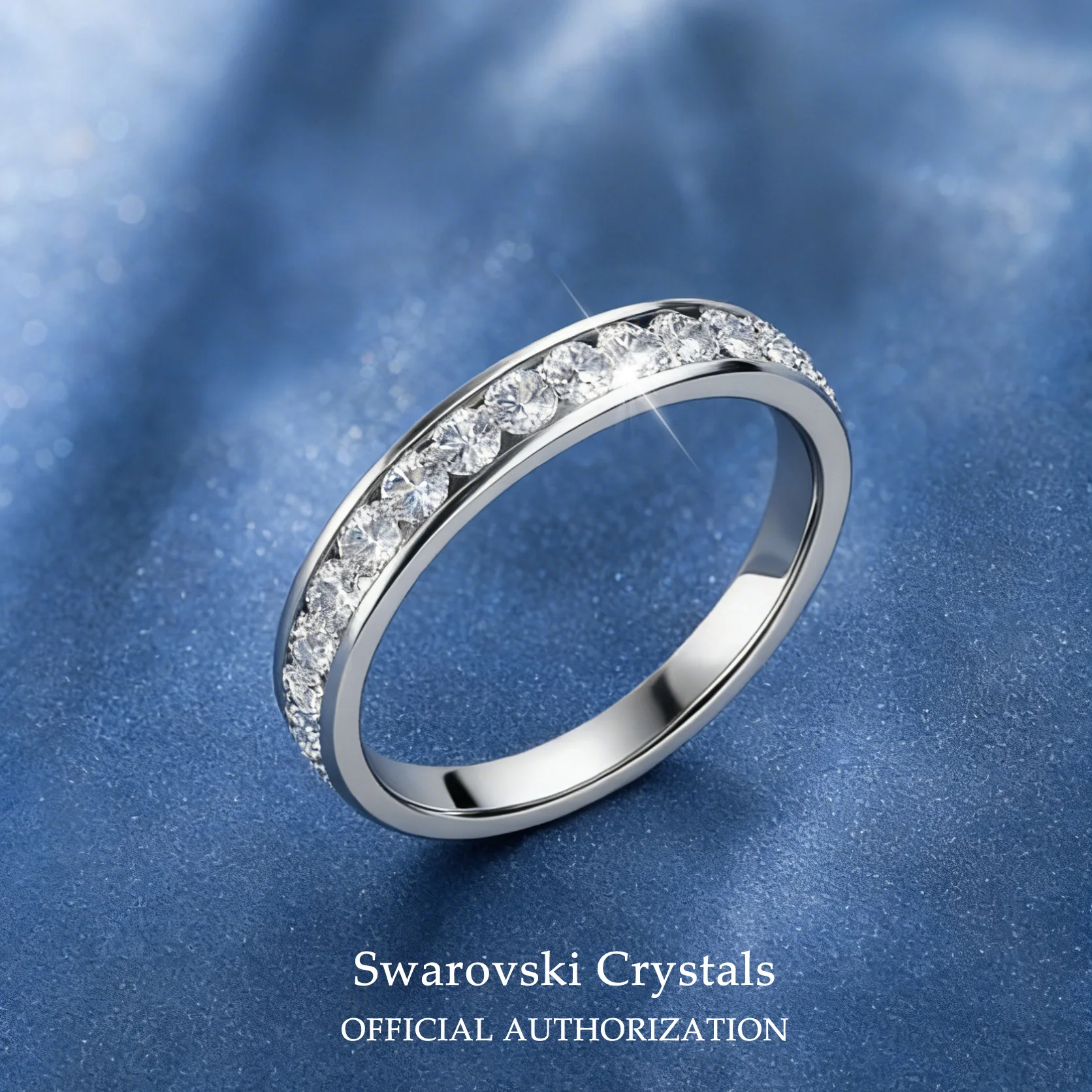 

Обручальные кольца Eternity Band с кристаллами Swarovski из белого золота 18 карат для влюбленных, ювелирные изделия, свадебное кольцо