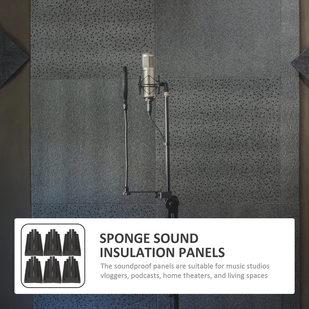 

12pcs Low Frequency Sound Absorbing Cotton Trapezoidal Panels 7 5x7 5x30cm Black High Density Fire Retardant Bass for Studio