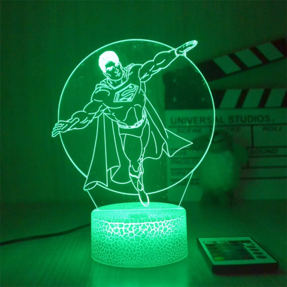 Super Hero Anime 3D Night Light para Crianças, Homem de Ferro, Luzes LED, Decorações do quarto, Presente de Natal, Decoração do quarto