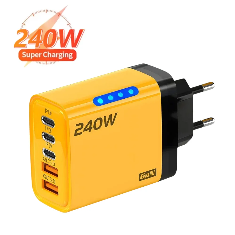 

240W GaN Fast Charging USB Type C Charger High Speed Charge Phone Power Adapter For Samsung Huaweui Xiaomi iPhone Wall Charger